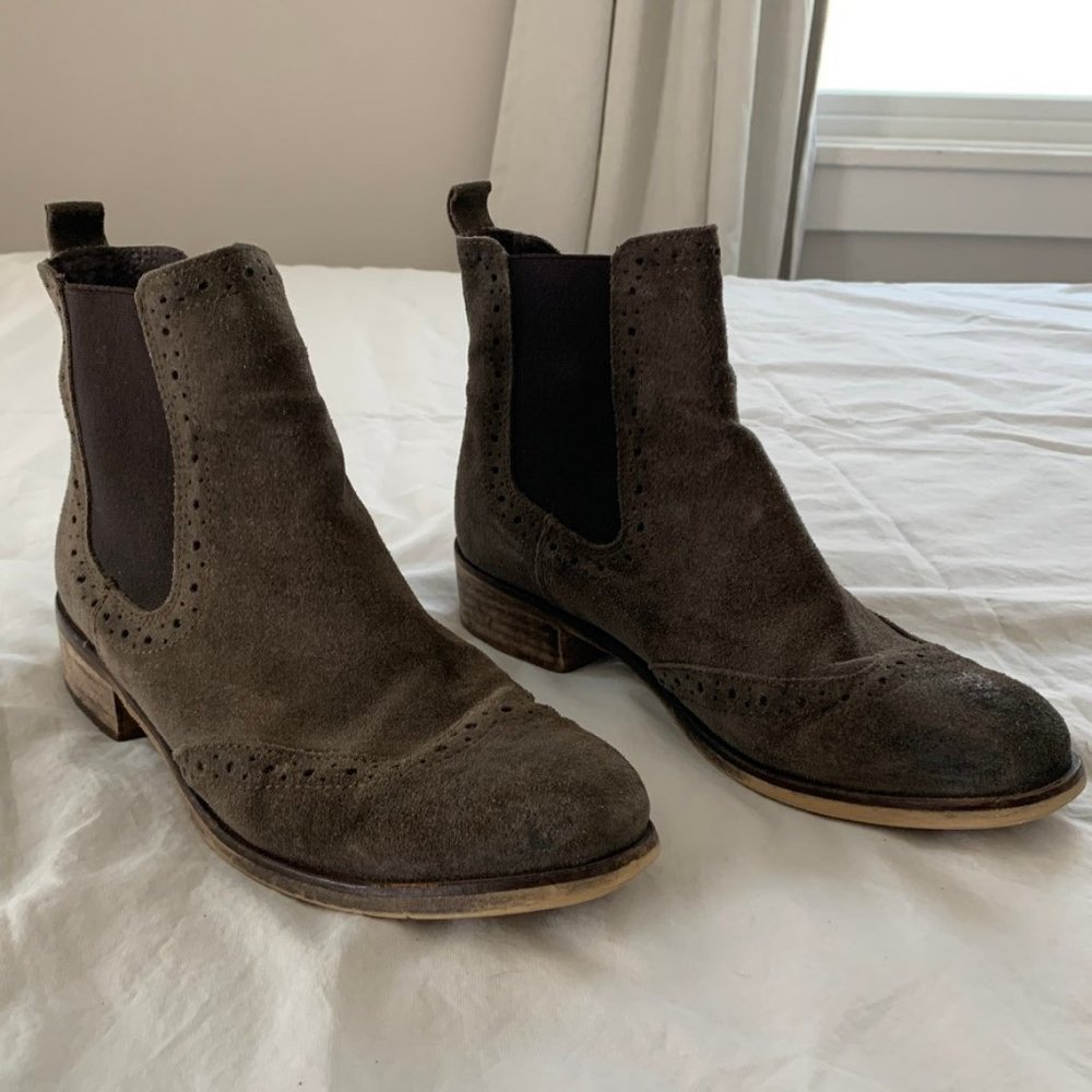 Steve Madden Brown Nubuck Leather Chelsea Ankle Boots/Booties Size 10